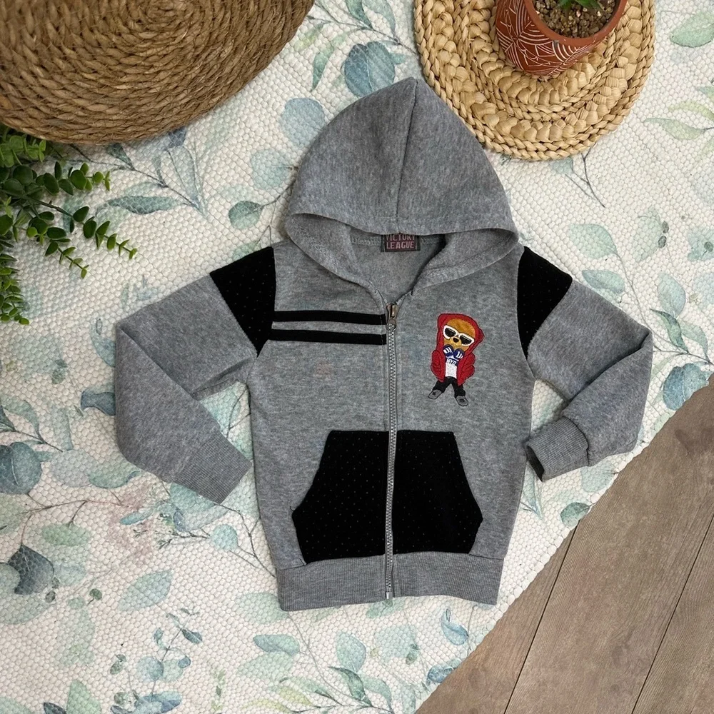 Victory League Toddler Boy Full Zip Cozy Bear Embroidered Graphic Hoodie Size 2T